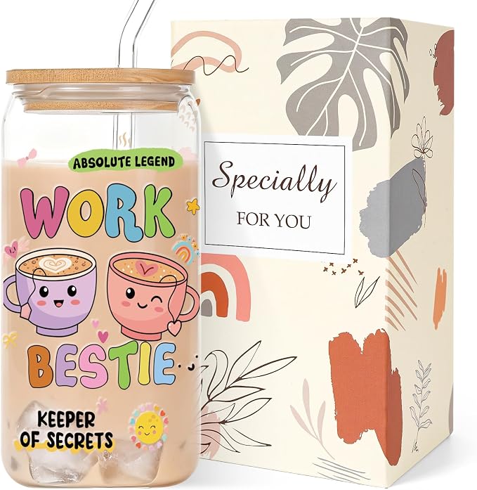 Work Bestie Gifts Glass Cups by Shejdgart