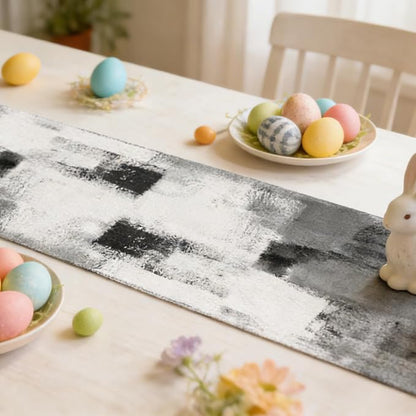 OYIMUA Grey and White Abstract Modern Table Runner, Art Rustic Kitchen Dining - Image 5