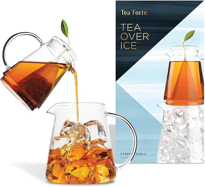 Tea Forte Tea Over Ice Steeping Pitcher Set, 2 Piece | Steeping Lidded Pitchers - Image 3