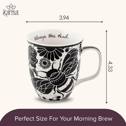 Karma Gifts 14 oz Black and White Boho Mug Bee - Image 5