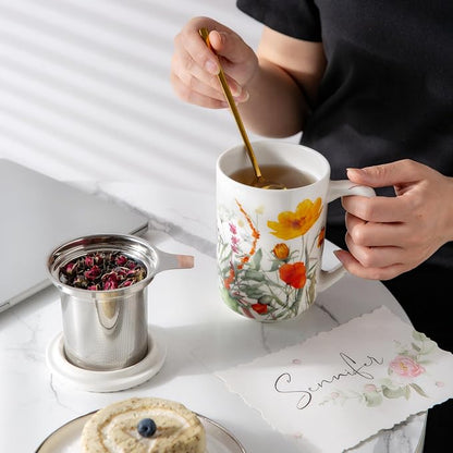 AmorArc Tea Cup With Infuser and Lid, 18oz Loose Leaf Tea Mug With Steeper | - Image 6