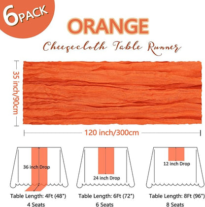 6 Pack Orange Cheesecloth Table Runner 10Ft Gauze Cheese Cloth Table Runner - Image 2