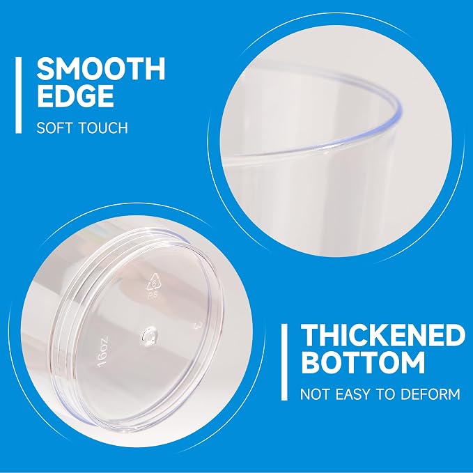 RACETOP 16 oz 100 Pack Disposable Plastic Cups, Disposable Clear Plastic Cups - Image 3