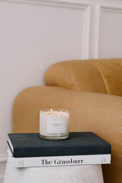 Calyan Wax Co. Apples & Maple Bourbon 3 Wick Scented Candle - 43 Hour Burn - Luxury 3 Wick Soy Candles - Non Toxic Soy Wax Candles - Long Lasting Large Glass Jar Candle for Home - 14.9oz