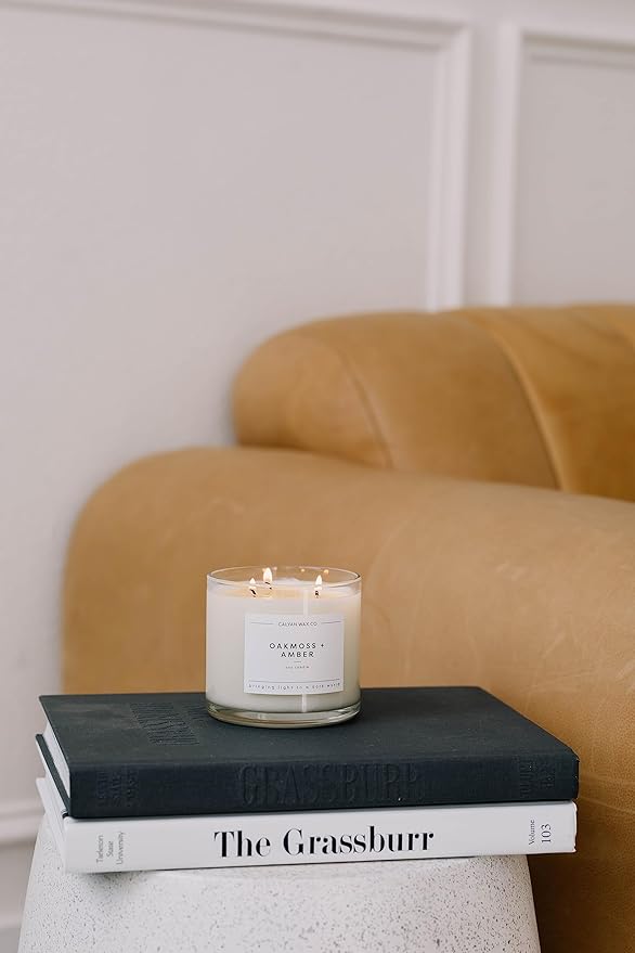 Calyan Wax Co. Home & Holiday 3 Wick Scented Candle - 43 Hour Burn - Luxury 3 Wick Soy Candles - Non Toxic Soy Wax Candles - Long Lasting Large Glass Jar Candle for Home - 14.9oz