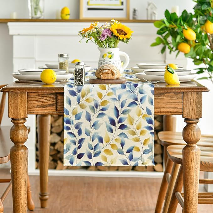 Artoid Mode Leaves 210 GSM Summer Table Runner, Seasonal Spring Kitchen Dining - Image 2