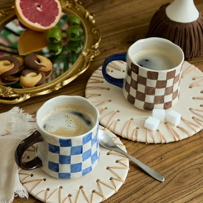 Retro Checkered Ceramic Coffee Mug 16Oz - Image 3