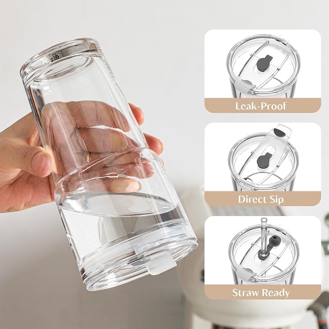 INSETLAN 20 oz Clear Glass Cup - Image 4