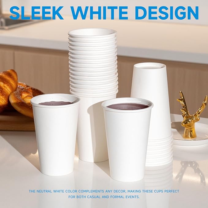 RACETOP Disposable Paper Coffee Cups 16 oz 500 Pack | BPA-free, Coffee Shop - Image 5