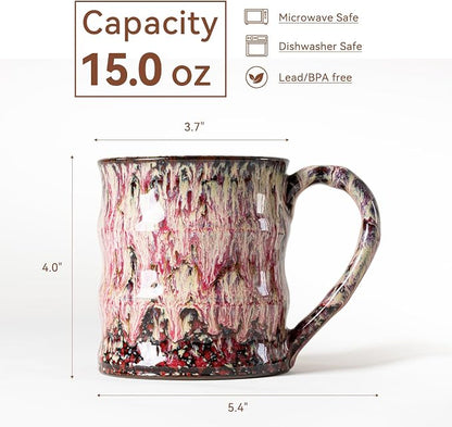Unique Reactive Glaze Ceramic Coffee Mug - 15 oz Large Coffee Cup - Image 3