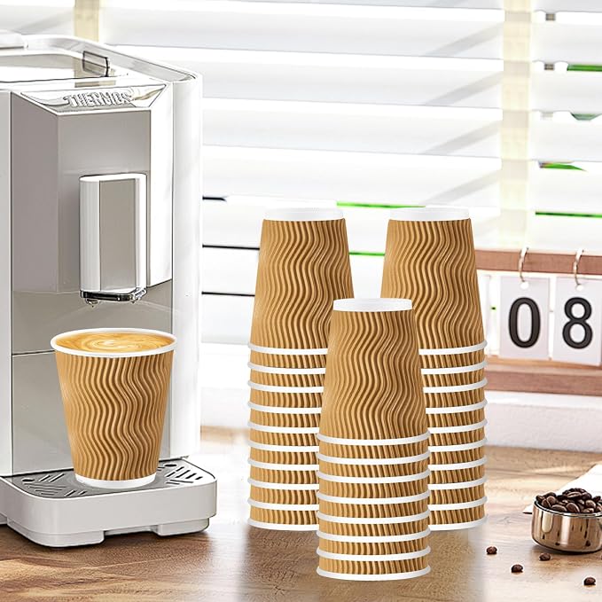 Lamosi 100 Pack Coffee Cups 10 oz, Disposable Paper Coffee Cups No Lids | - Image 6