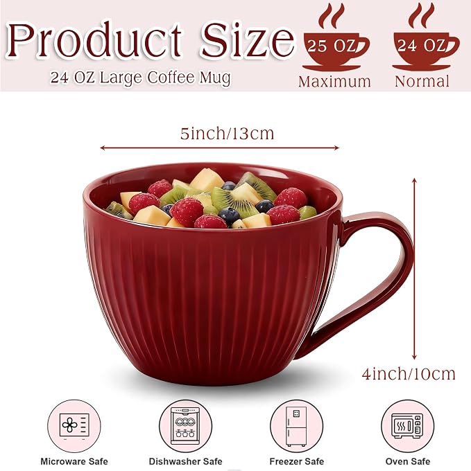 Ceramic Soup Bowl with Handle and Lid, 24oz Jumbo Soup Mug - Image 2