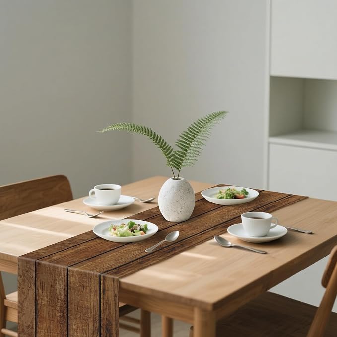6Pcs Rustic Table Runner Brown Wood Grain Country Table Runner Table Cloth - Image 6