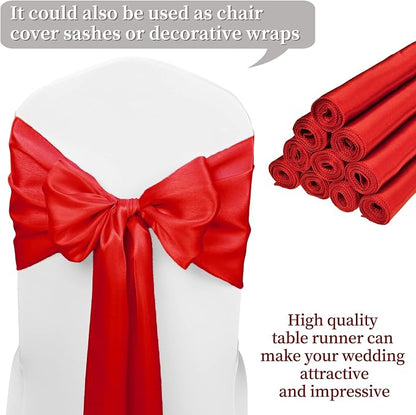 20-Pack Red 12 x 108 inches Long Premium Satin Table Runner | Wedding, - Image 3