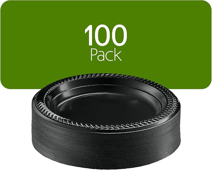 PLASTICPRO 100 PCS Small Black Plastic Plates, Light Weight 6 Inch Plastic - Image 6