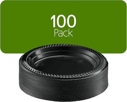 PLASTICPRO 100 PCS Small Black Plastic Plates, Light Weight 6 Inch Plastic - Image 6