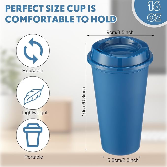 Honeydak 45 Pack 16 oz Reusable Coffee Cups - Image 4