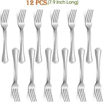 Dinner Forks Set of 12, E-far 7.9 Inch Stainless Steel Forks - Image 2