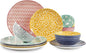 Selamica Ceramic Dinnerware Sets, 12-Pieces Plates and Bowls Sets, Scratch Resistant Dishes set for 4, Dishwasher & Microwave Safe, Assorted Colors