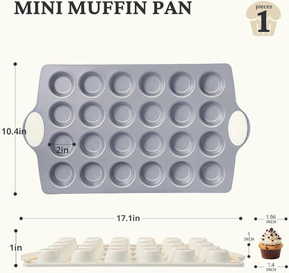 BRONYPRO 24-Cup Ceramic Nonstick Mini Muffin Pan & Cupcake Tin, Cream White | - Image 7