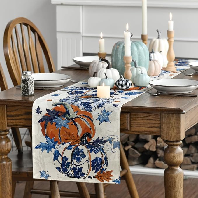 Artoid Mode 210 GSM Fall Table Runner 13x36 Inch Home Party Decor | Pumpkins - Image 3