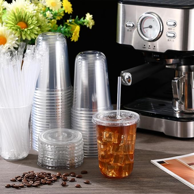 Ziliny 50 Sets 16 oz Clear Plastic Cups - Image 2