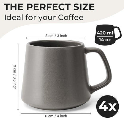 MIAMIO - Coffee Mugs Set of 4, Ceramic - Luxe | Large Ceramic Coffee Mugs - Image 2