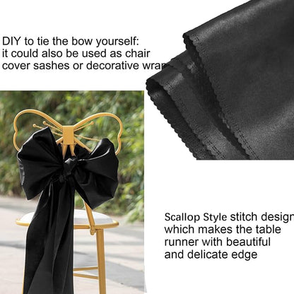Black Table Runners, 12x108 Inches, 12 Pack | Satin Seamless, Silk and Smooth - Image 4