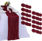10 Pack Burgundy Cheesecloth Table Runner 17 x 108 Inch | Boho Gauze Fabric by RestfulGlow