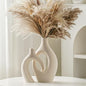 Snuggle Hollow Ceramic Vase Set of 2, Boho ins Style Round Nordic Mid Century Modern Aesthetic Decorative Vase for Home Decor (Cream W 6.8" X H 11")