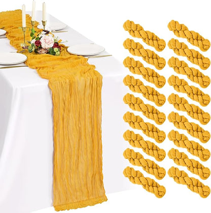 18 Pack Cheesecloth Table Runner 10FT Gold Table Runner Boho Gauze Cheese Cloth by Showgeous