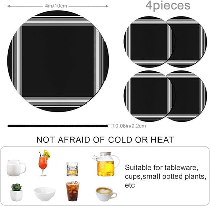 Black Grid Coasters Set of 4 Absorbent Coasters - Image 3