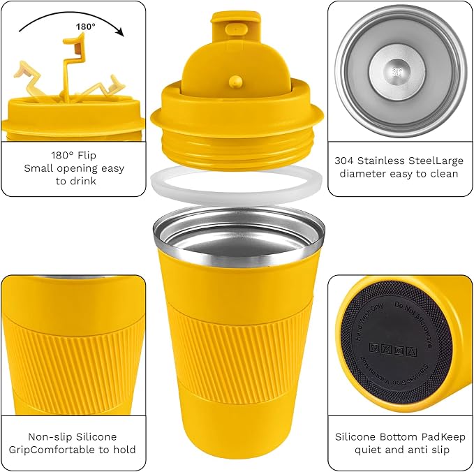 Insulated Travel Coffee Mug, Stainless Steel Coffee Cup - Image 2