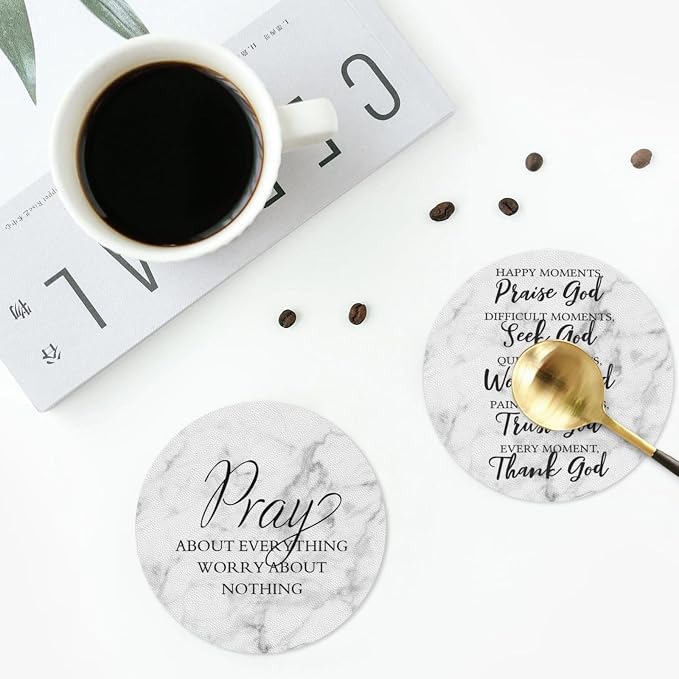 Marble Grey Christian Bible Verses Coasters Set of 6 Coasters - Image 5
