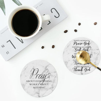 Marble Grey Christian Bible Verses Coasters Set of 6 Coasters - Image 5