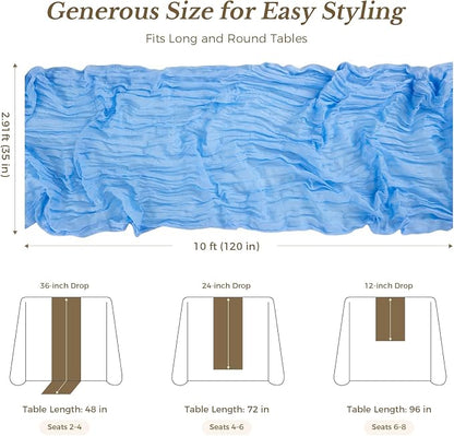 10 Pack Baby Blue Cheesecloth Gauze Table Runners, 35x120 Inch | Extra Wide - Image 4