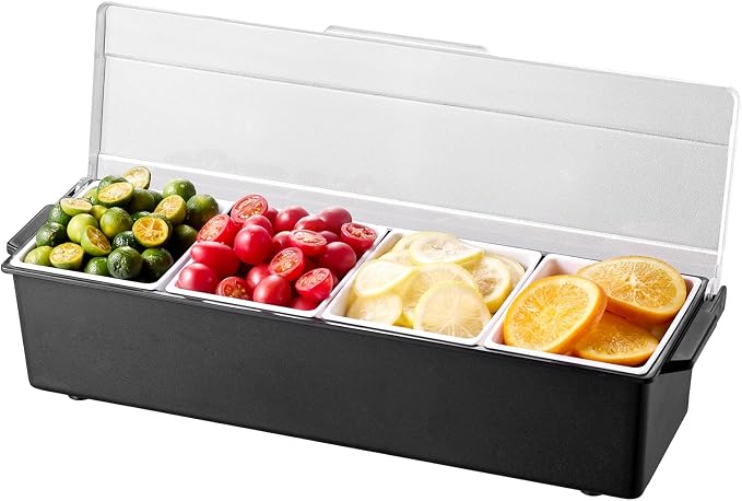VEVOR Chilled Condiment Server, 4 Compartment Ice Cooled Condiment Serving - Image 11