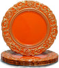 Orange Charger Plates with Gold Embossed Rim, 13 Inch Plastic Charger by Umisriro