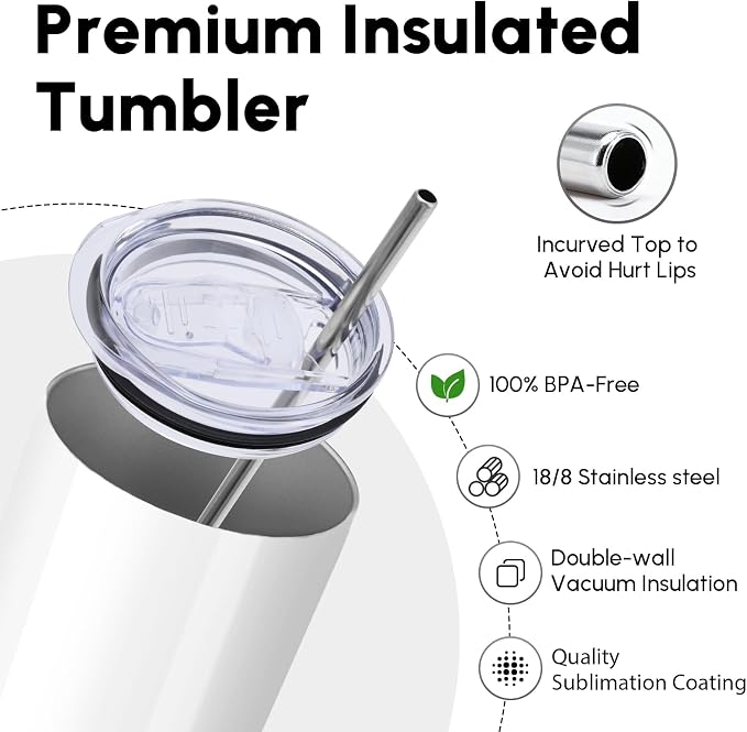 Volhoply 8 Pack Skinny Sublimation Tumblers - Image 3