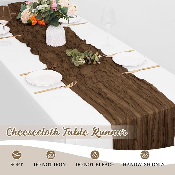 16 Pack Brown Cheesecloth Table Runners 20x120 Inch Gauze Table Runner Cheese - Image 6