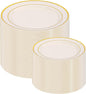 IOOOOO 200 Pcs Gold and Ivory Plastic Plates, Ivory Disposable Party Plates by I00000