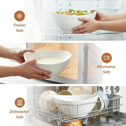 Wheat Straw Bowls, Large Salad Bowls Set of 6, 60 OZ Large Capacity Serving Bowl - Image 5