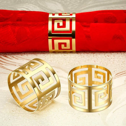 72 Pcs Gold Napkin Rings Hollow Out Napkin Rings Holder Set Metal Serviette Buckle Bulk for Dinner Table Decoration Christmas Holiday Wedding Party Birthday Banquet Gathering