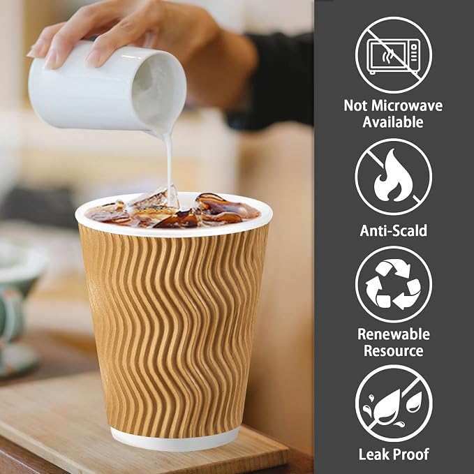 Lamosi 100 Pack Coffee Cups 10 oz, Disposable Paper Coffee Cups No Lids | - Image 3