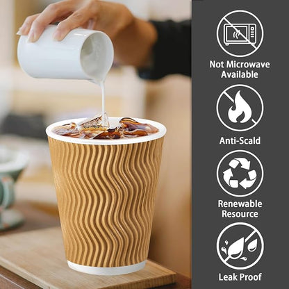Lamosi 100 Pack Coffee Cups 10 oz, Disposable Paper Coffee Cups No Lids | - Image 3