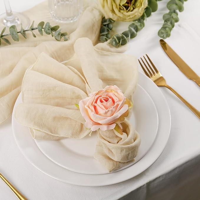 Flower Napkin Rings Set of 8, Handmade Rose Napkin Holder - Image 2