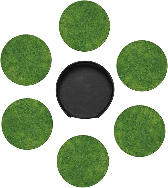 6 Pcs Green Grass Leather Coasters - Image 7