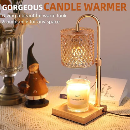 Candle Warmer Lamp with Timer Dimmer Adjustable Height, Candle Warmer with 2 Bulbs for Jar Candles, Home Decor, for Women Birthday