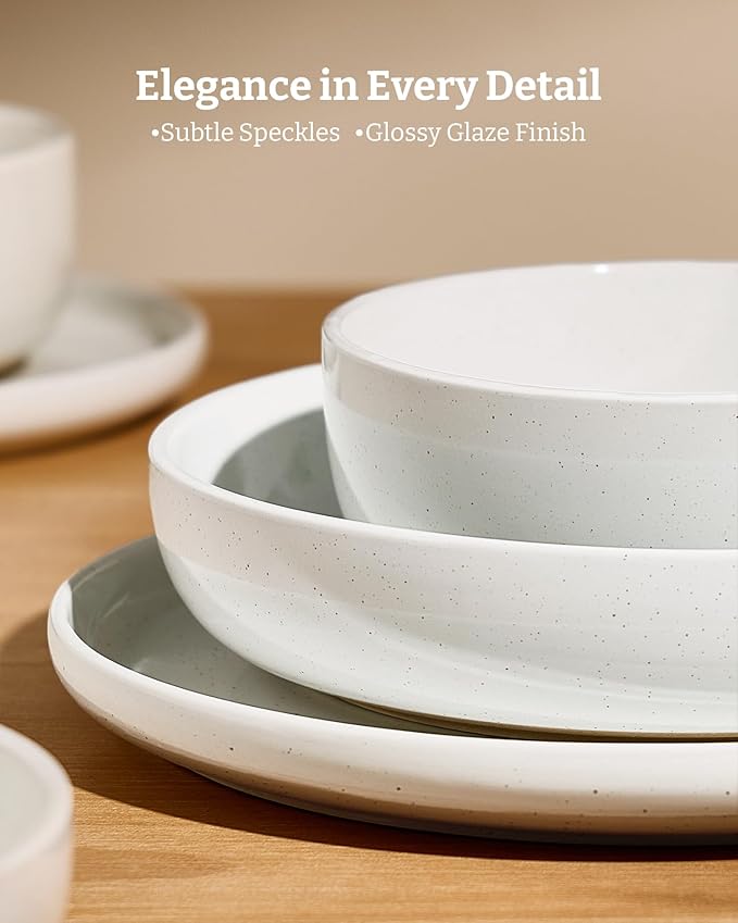 Famiware Milkyway 12-Piece Stoneware Dinnerware Set, Dishes Set - Image 5