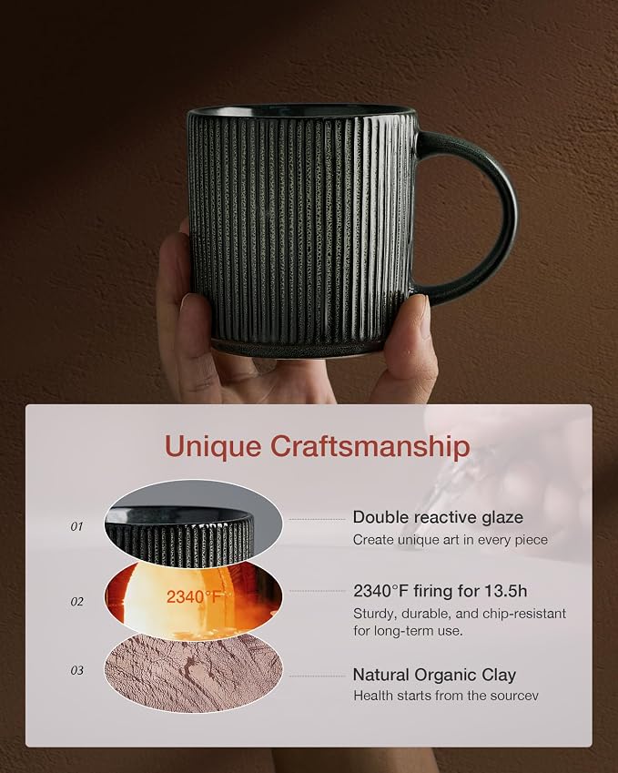 famiware Coffee Mug Set for 4, Star 12 oz Catering Mugs Cup Set - Image 6